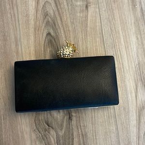 Pineapple Clutch with gold crossbody chain